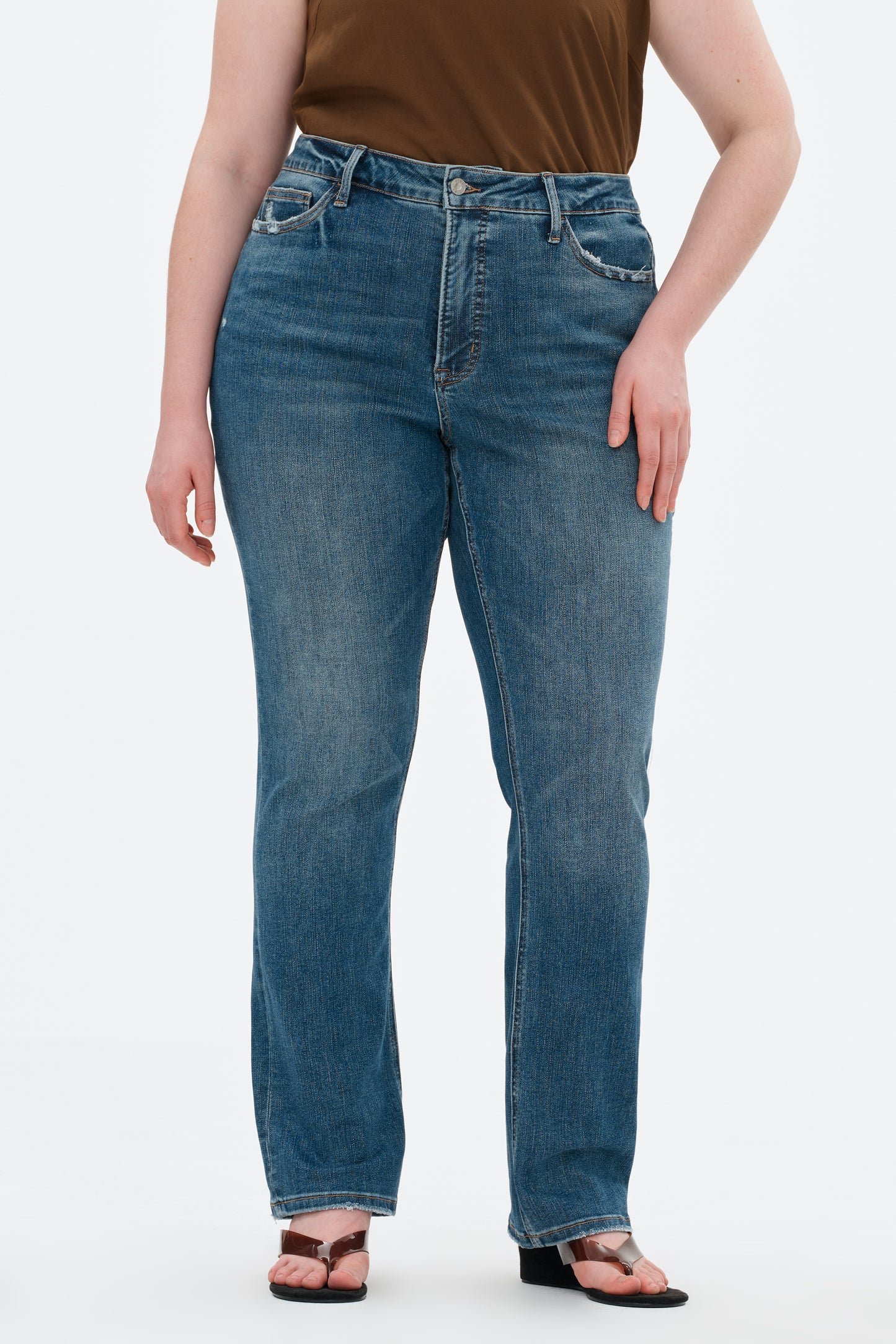 Plue Size Mid Rise Straight Denim Jeans OSTM5001EC-P