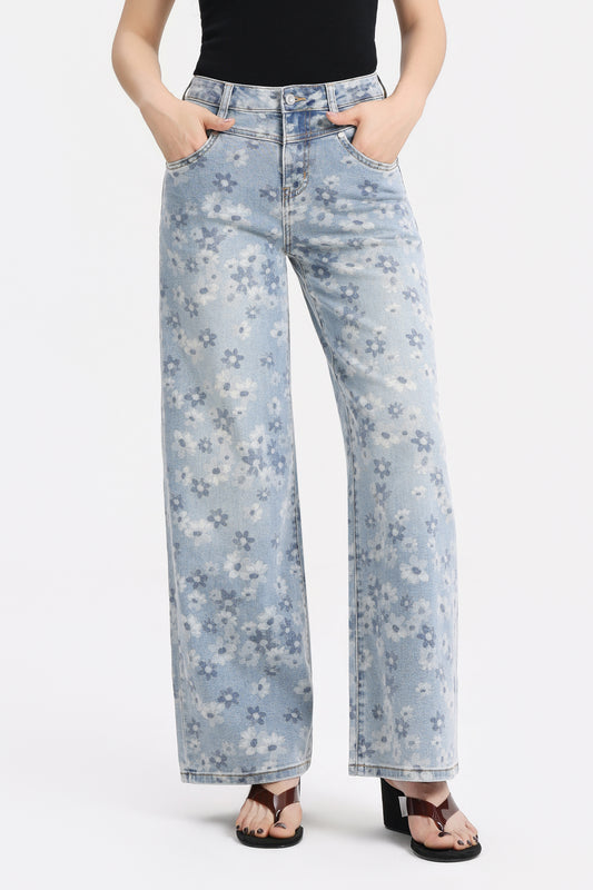 High Rise Baggy Wide Leg Denim Jeans OSW8071