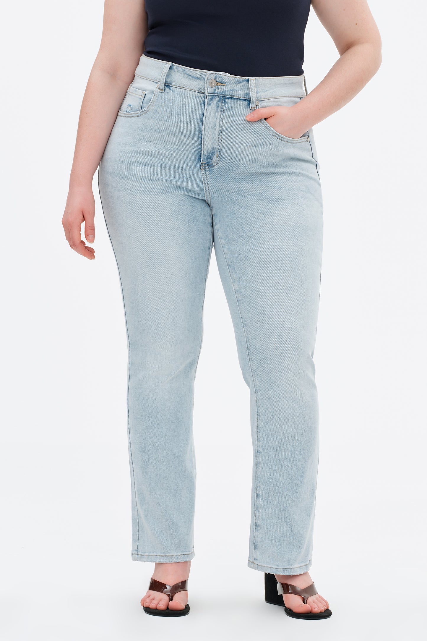 Plus Size High Rise Bootcut Denim Jeans OSF1143EC-P