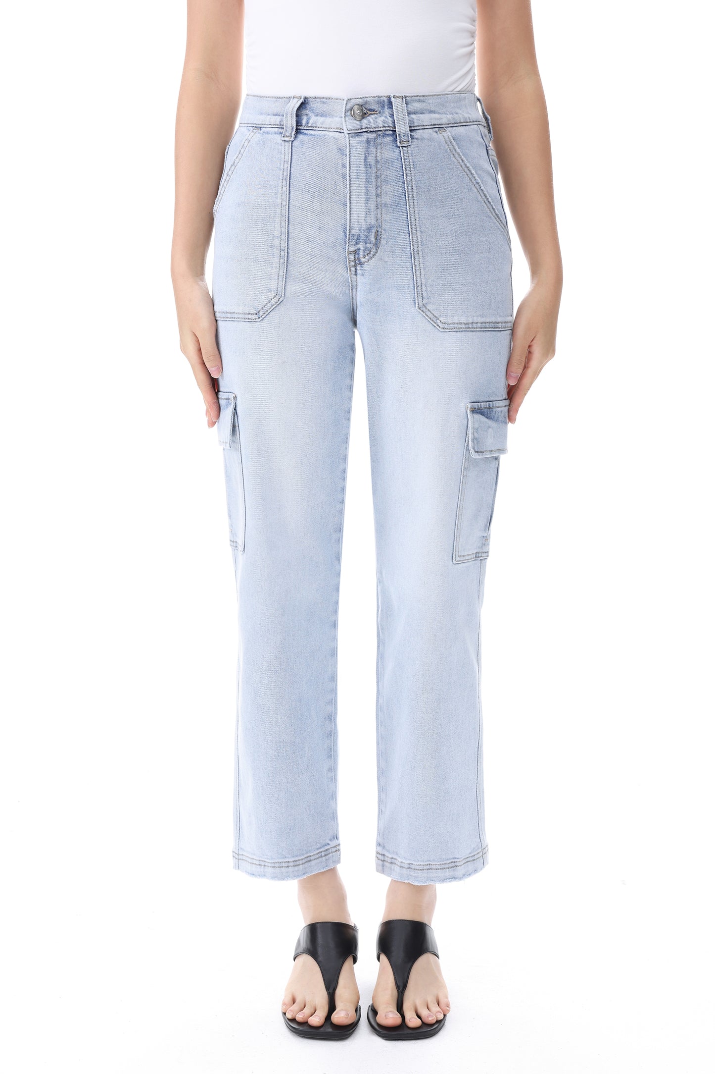 HIGH RISE STRAIGHT CARGO ANKLE JEANS ESFT640519