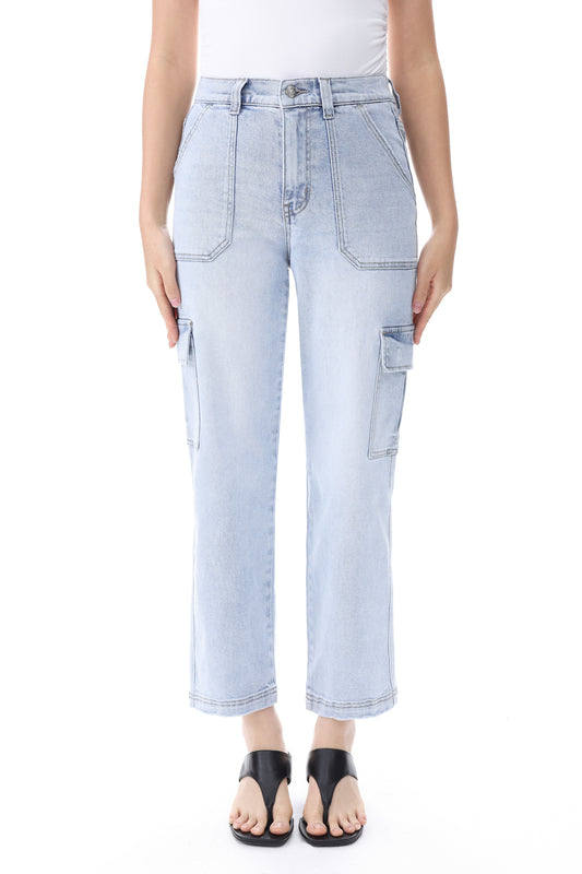 HIGH RISE STRAIGHT CARGO ANKLE JEANS ESFT640519