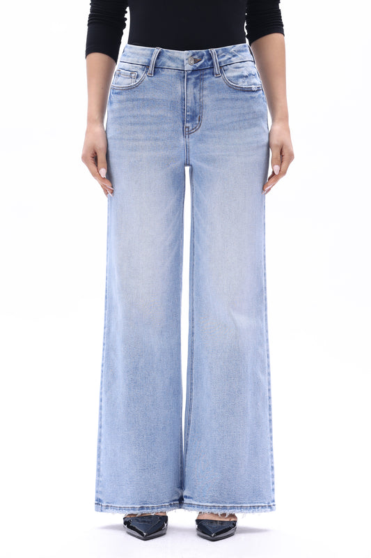 MID HIGH RISE FLARED WIDE LEG ANKLE JEANS ESFW630816