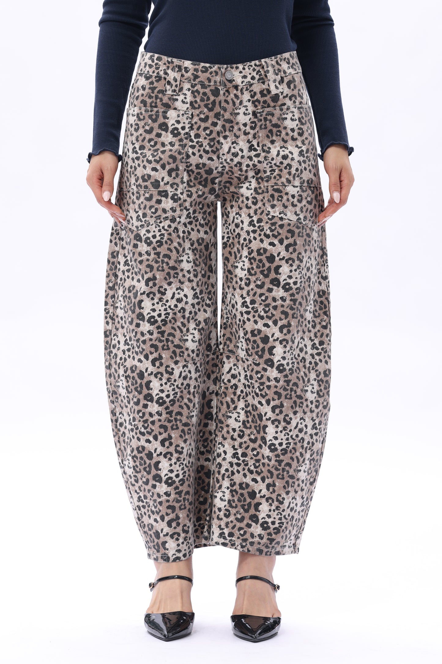 Baggy Bohemia Mid Rise Barrel Print Pants OSOX011
