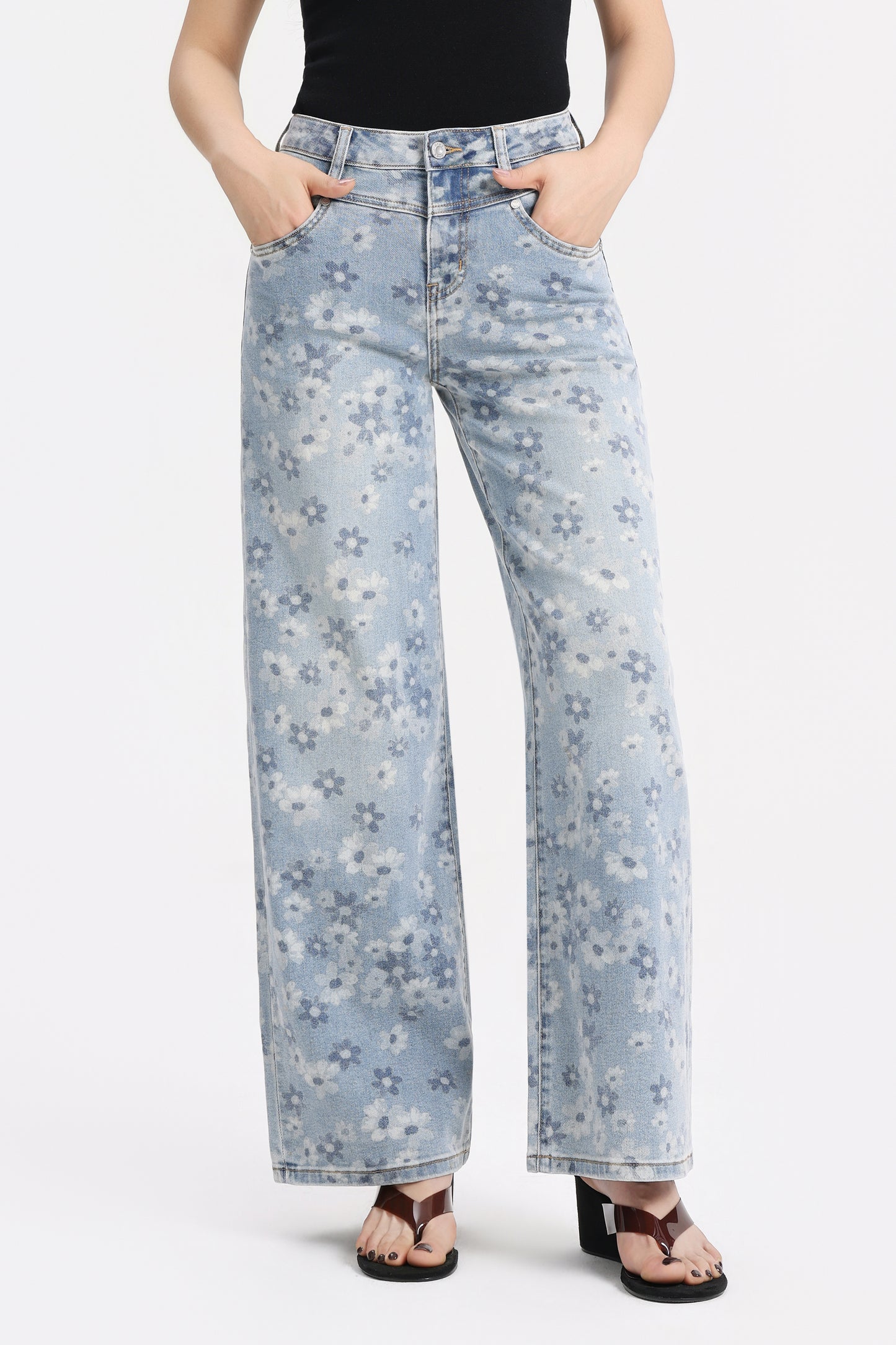 High Rise Baggy Wide Leg Denim Jeans OSW8071