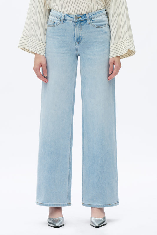 MID RISE WIDE LEG DENIM JEANS OSW8001 LIGHT BLUE