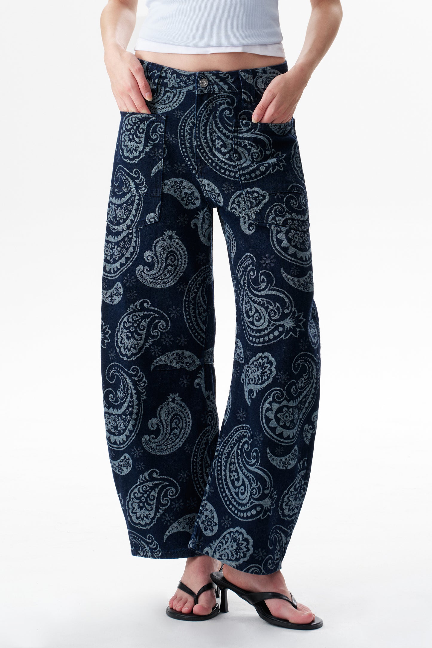 Baggy Bohemia Mid Rise Barrel Print Pants OSOX011