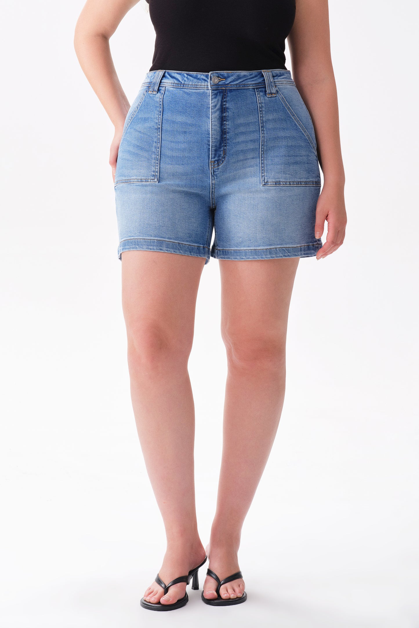 Plus High Rise Denim Shorts OSH6015-P