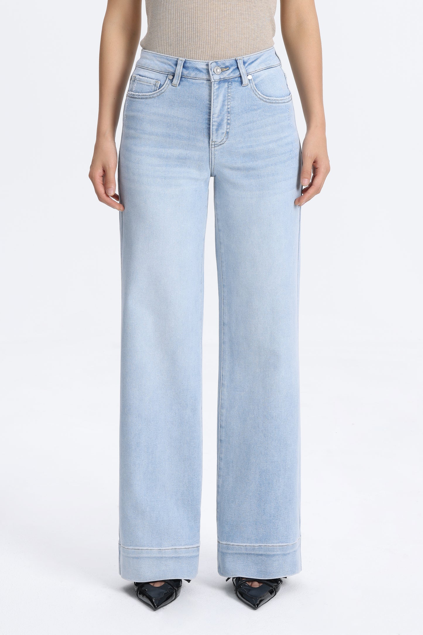 High Rise Wide Leg Denim Jeans - Regular & Petite OSW8099