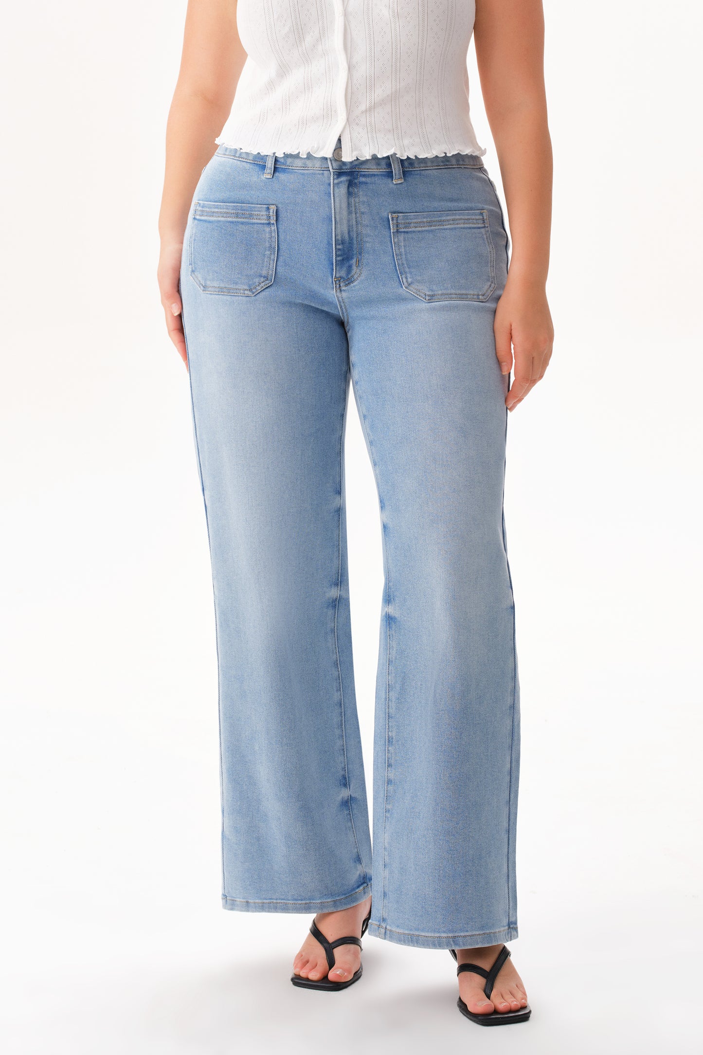 PLUS MID RISE WIDE LEG DENIM JEANS OSW8029EC-P