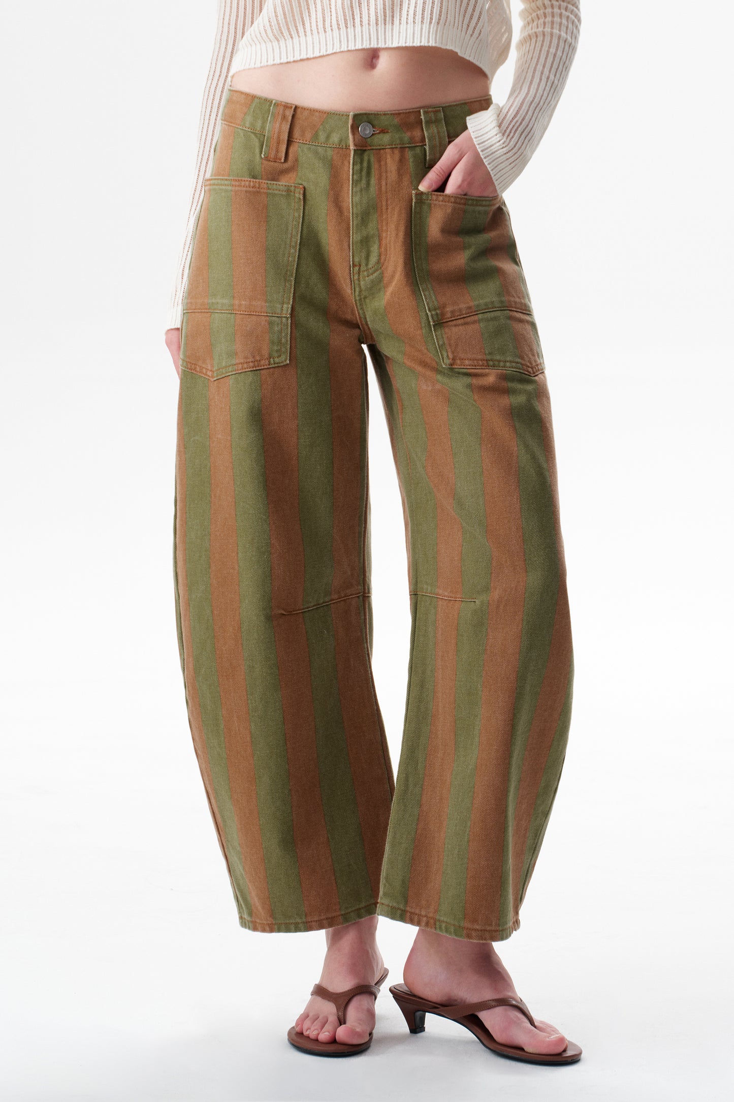 Baggy Bohemia Mid Rise Barrel Print Pants OSOX011