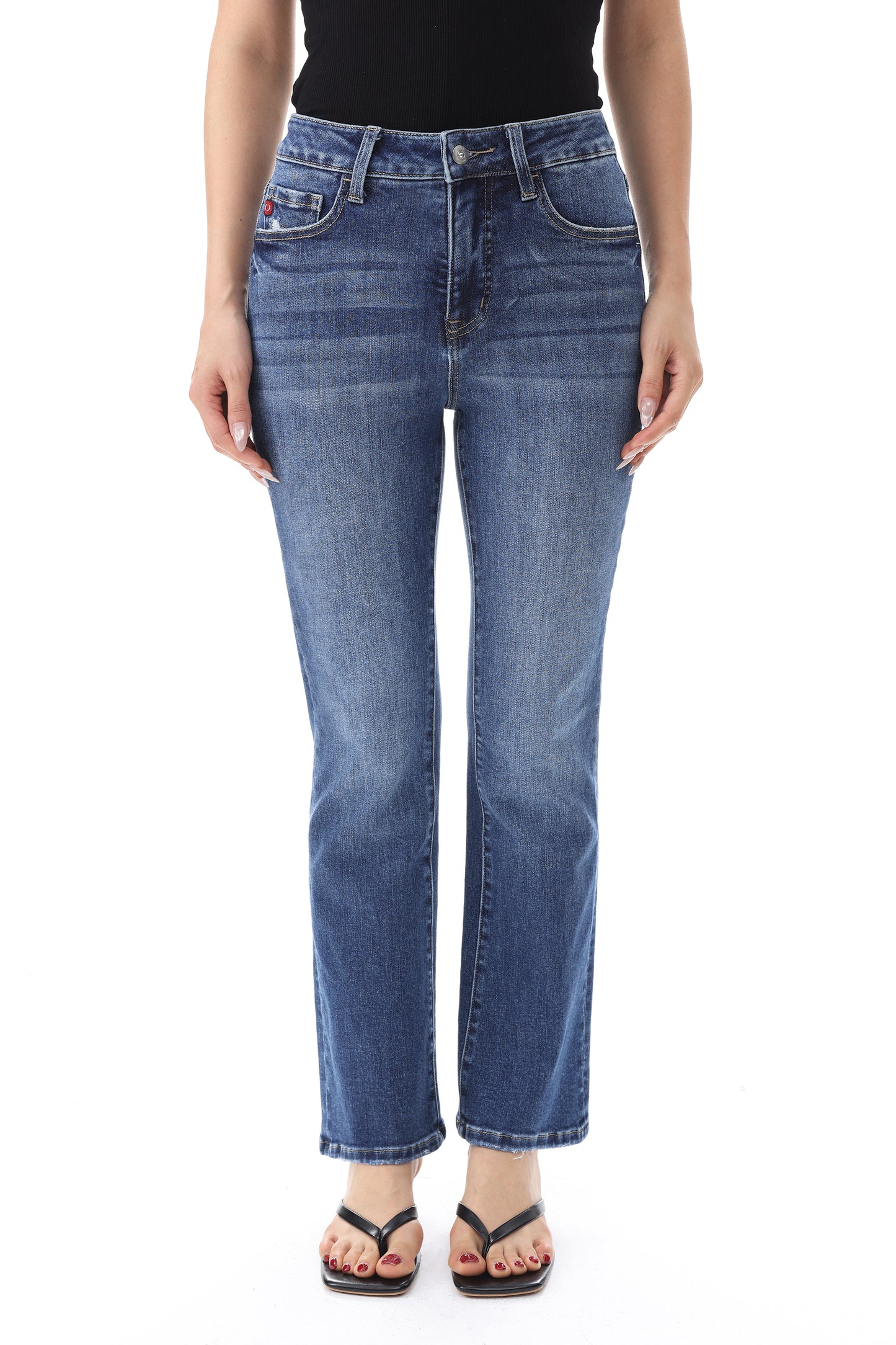 High Rise Bootcut Ankle Jeans ESFF640109