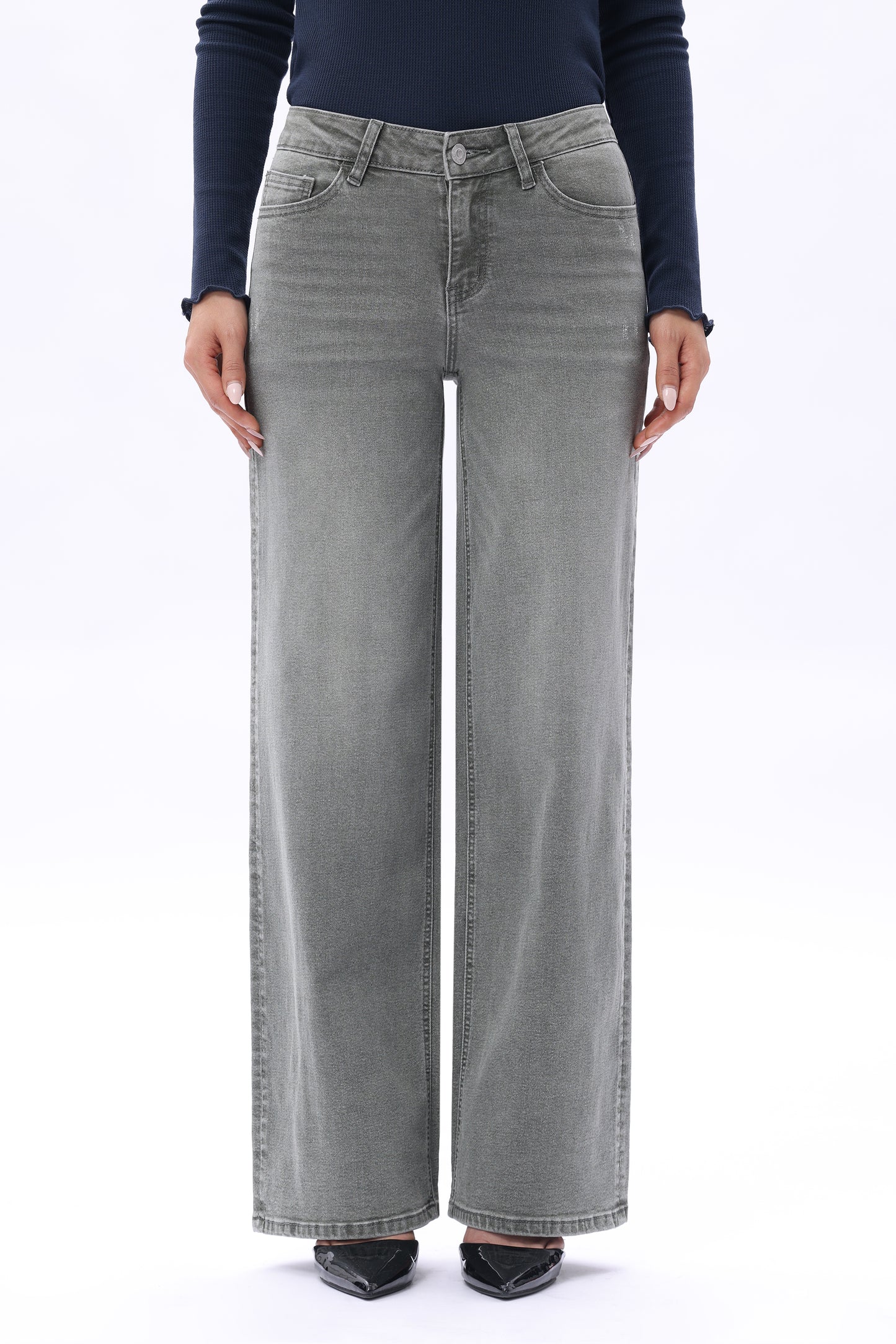 MID RISE BAGGY BBL WIDE LEG DENIM JEANS OSW8001