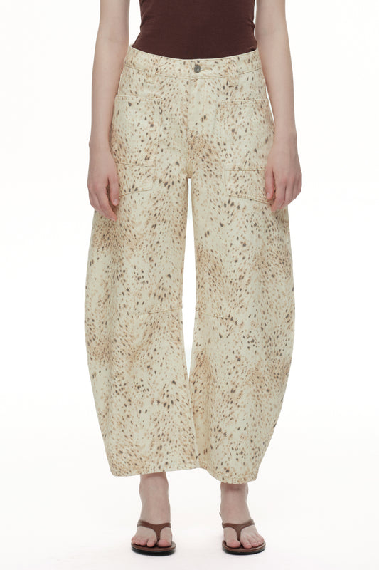 Baggy Bohemia Mid Rise Barrel Print Pants OSOX011