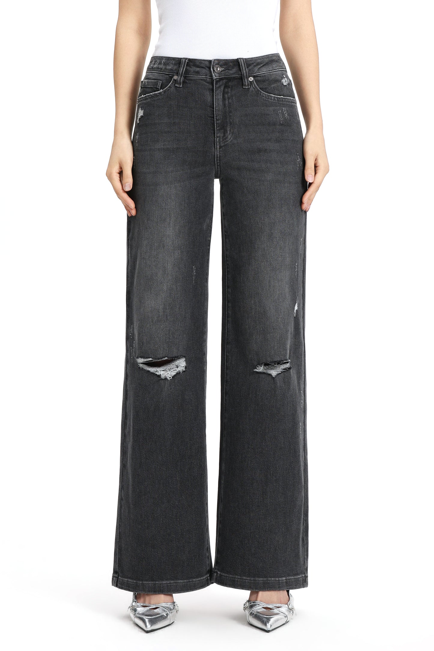 Mid Rise Wide Leg Denim Jeans OSW8084