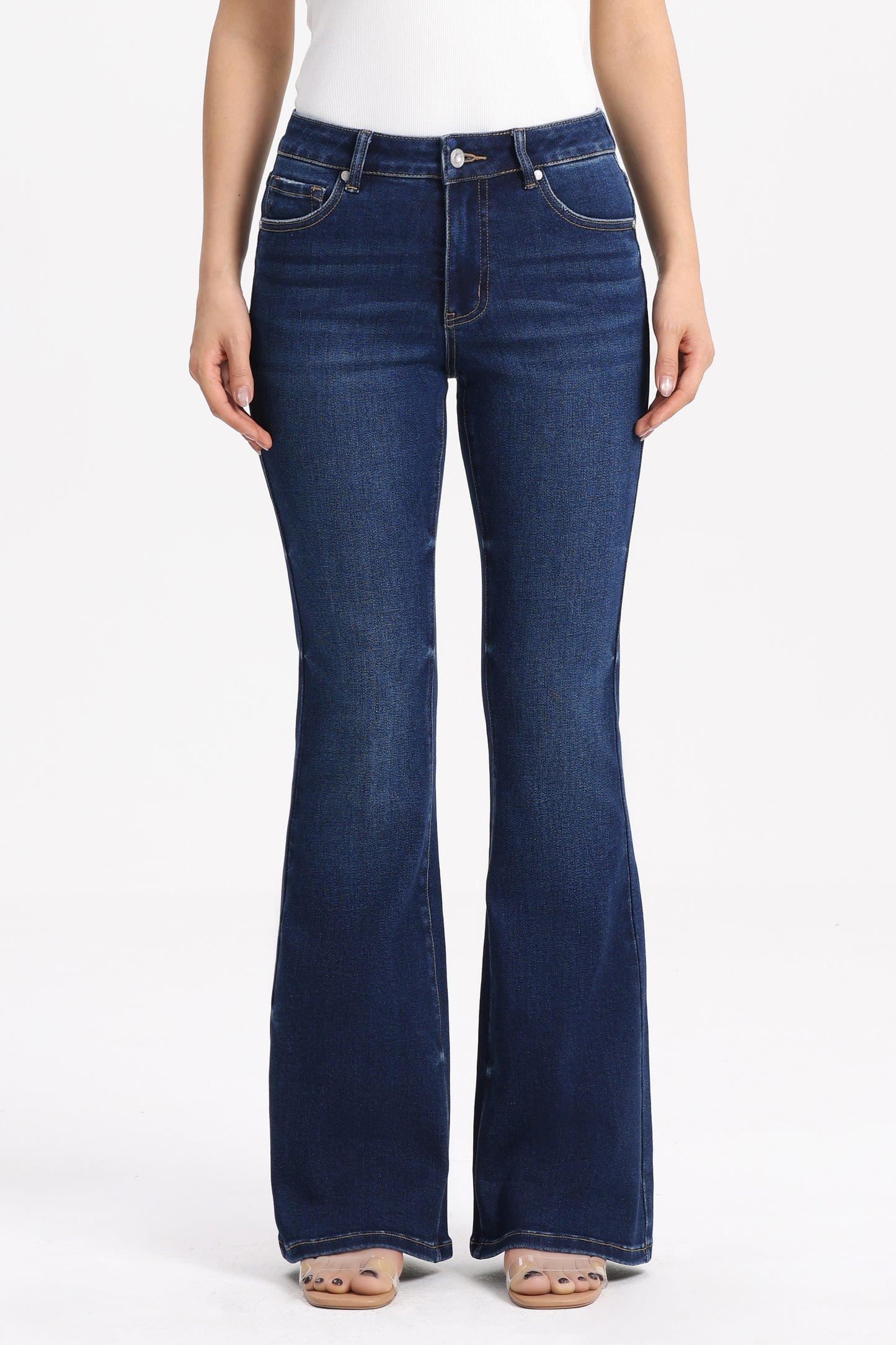Flattering High Rise Flare Denim Jeans OSF1148EC