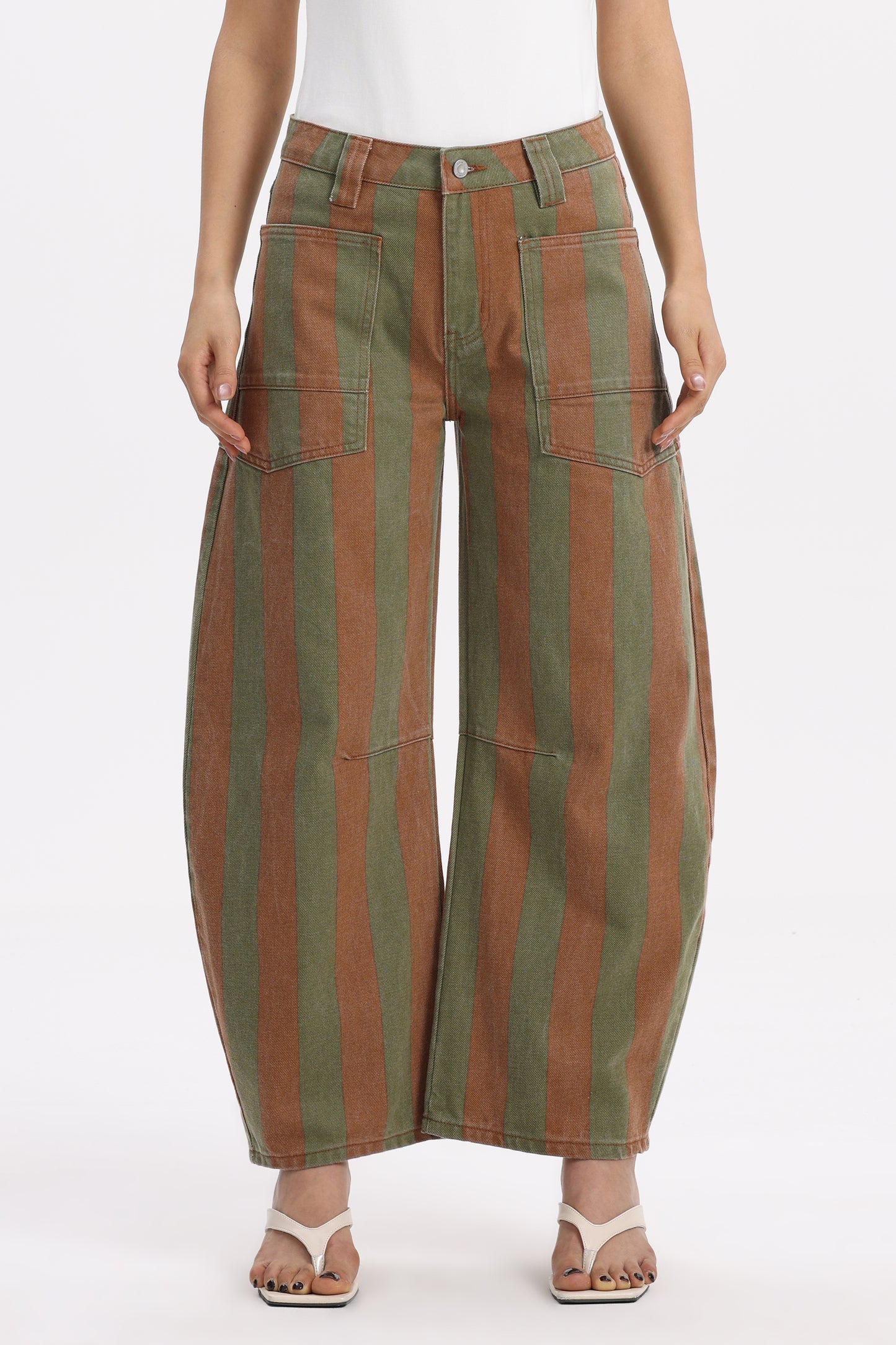 Baggy Bohemia Mid Rise Barrel Print Pants OSOX011