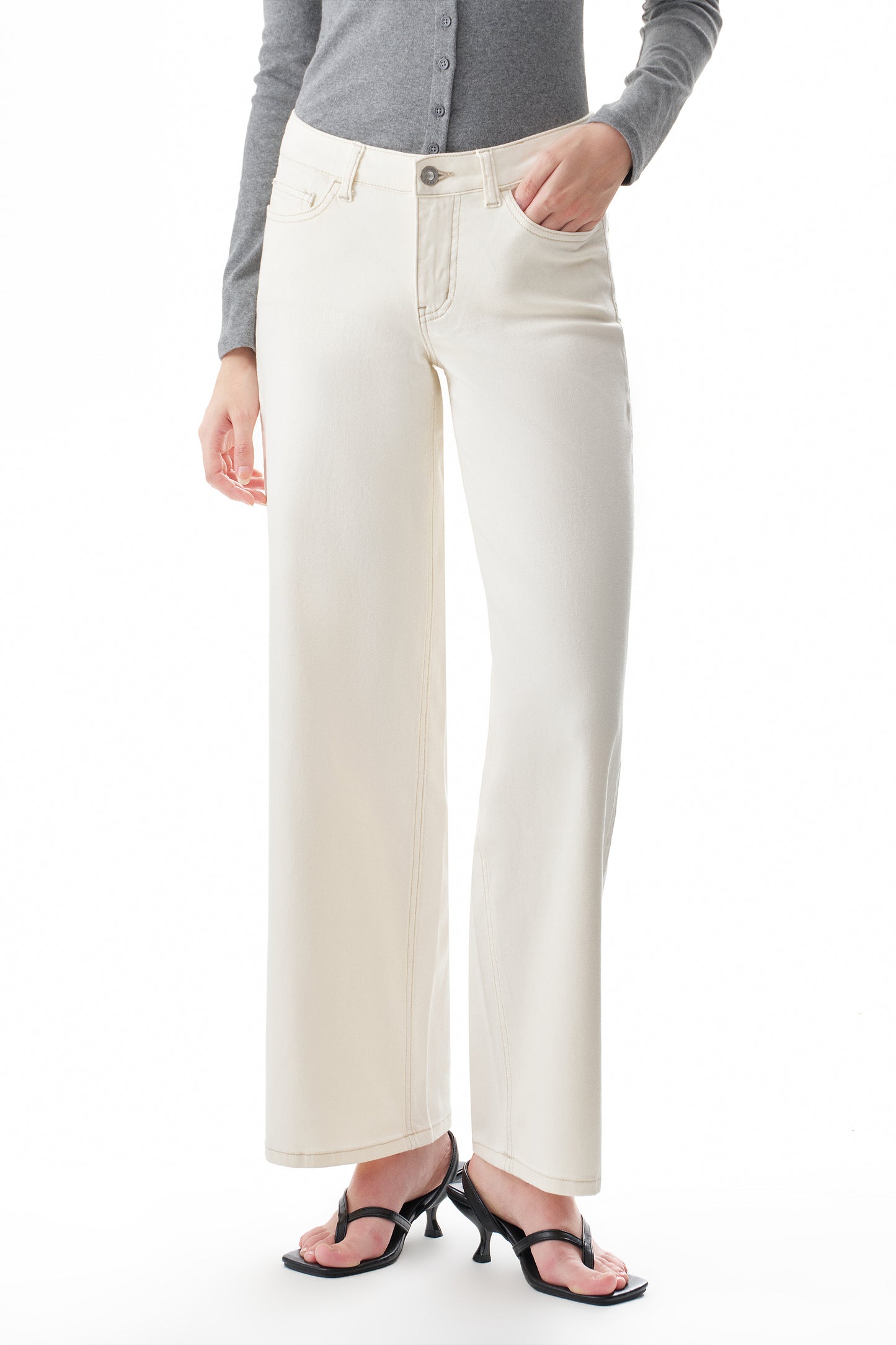 Mid Rise Baggy BBL Wide Leg Denim Jeans OSW8001