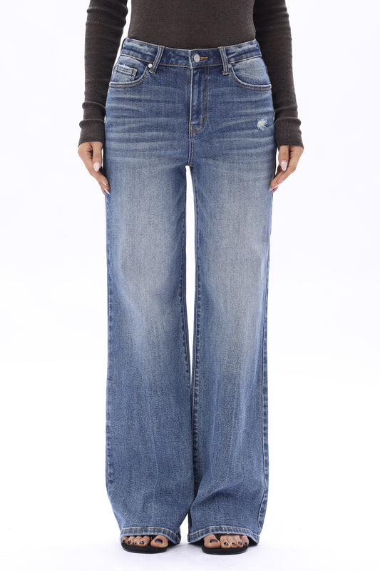 Mid High Rise Wide Leg Full Jeans ESFW630823
