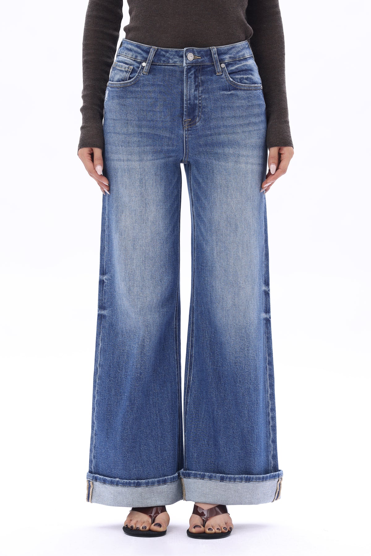 SUPER HIGH RISE FLARED WIDE LEG TALL JEANS ESFW640832-P