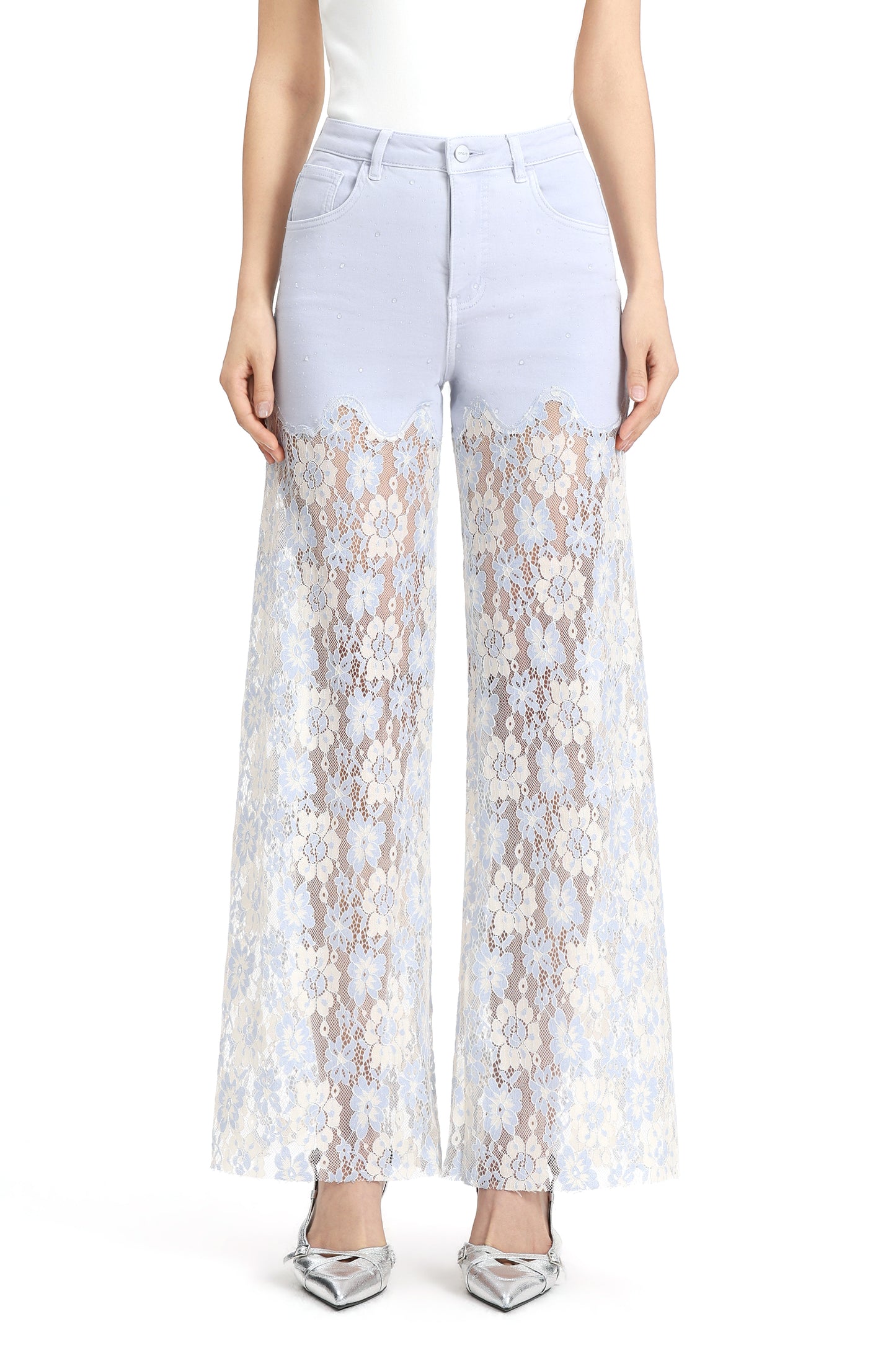 High Rise Lace Pants with Rhinestone OSW8027
