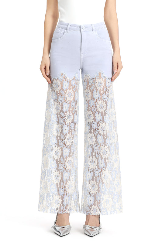 High Rise Lace Pants with Rhinestone OSW8027