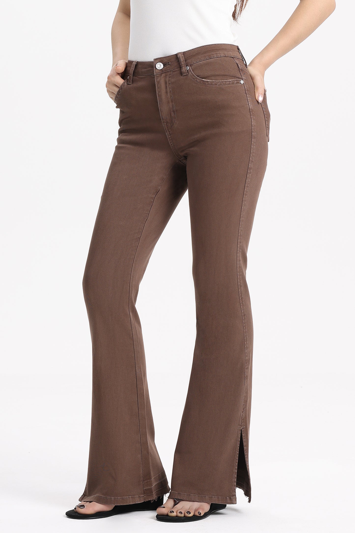 High Rise  Stretchy Flare Leg Denim Jeans OSF1037-D