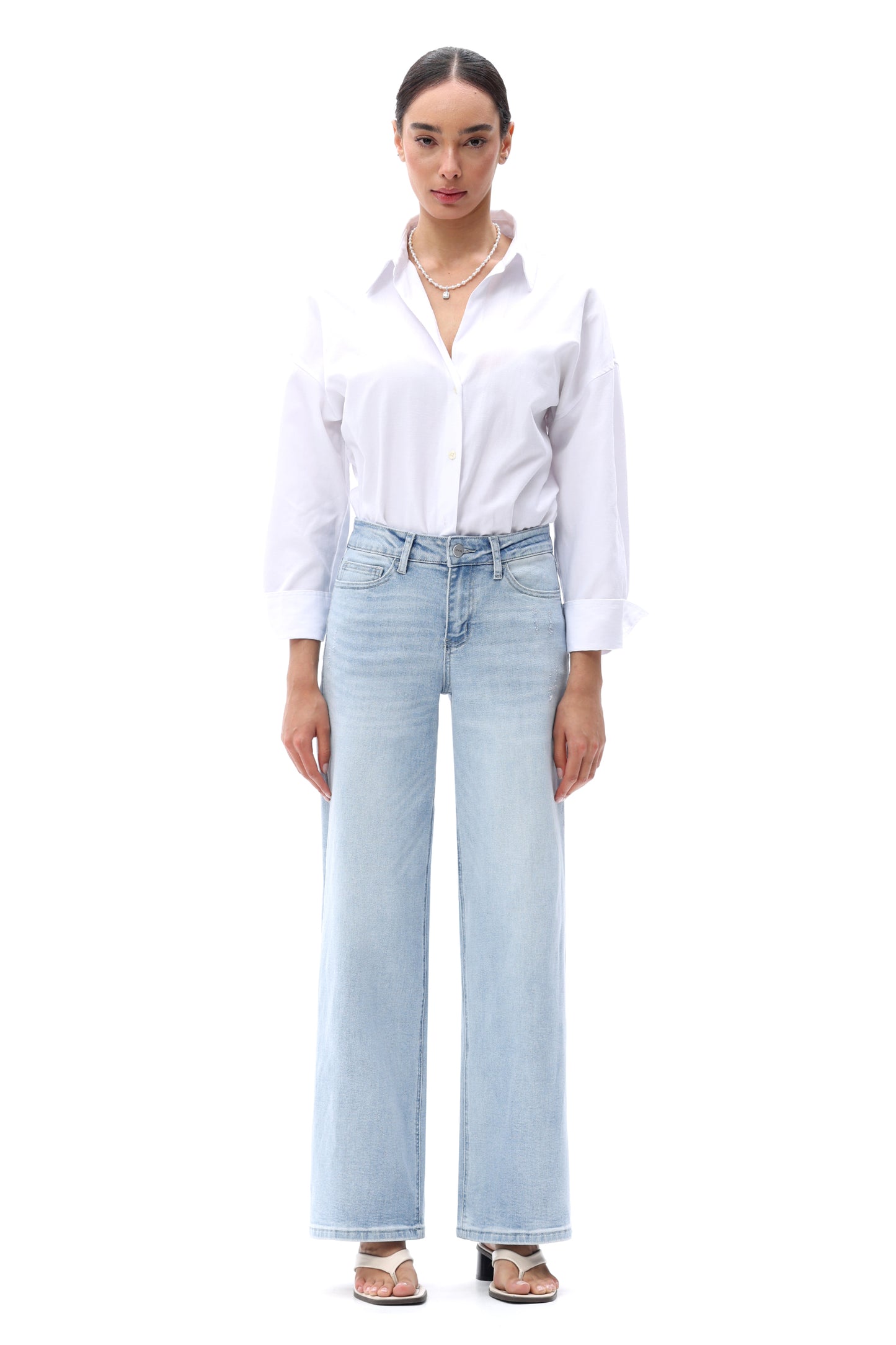 BBL Mid Rise Wide Leg Relaxed Jeans BG8001