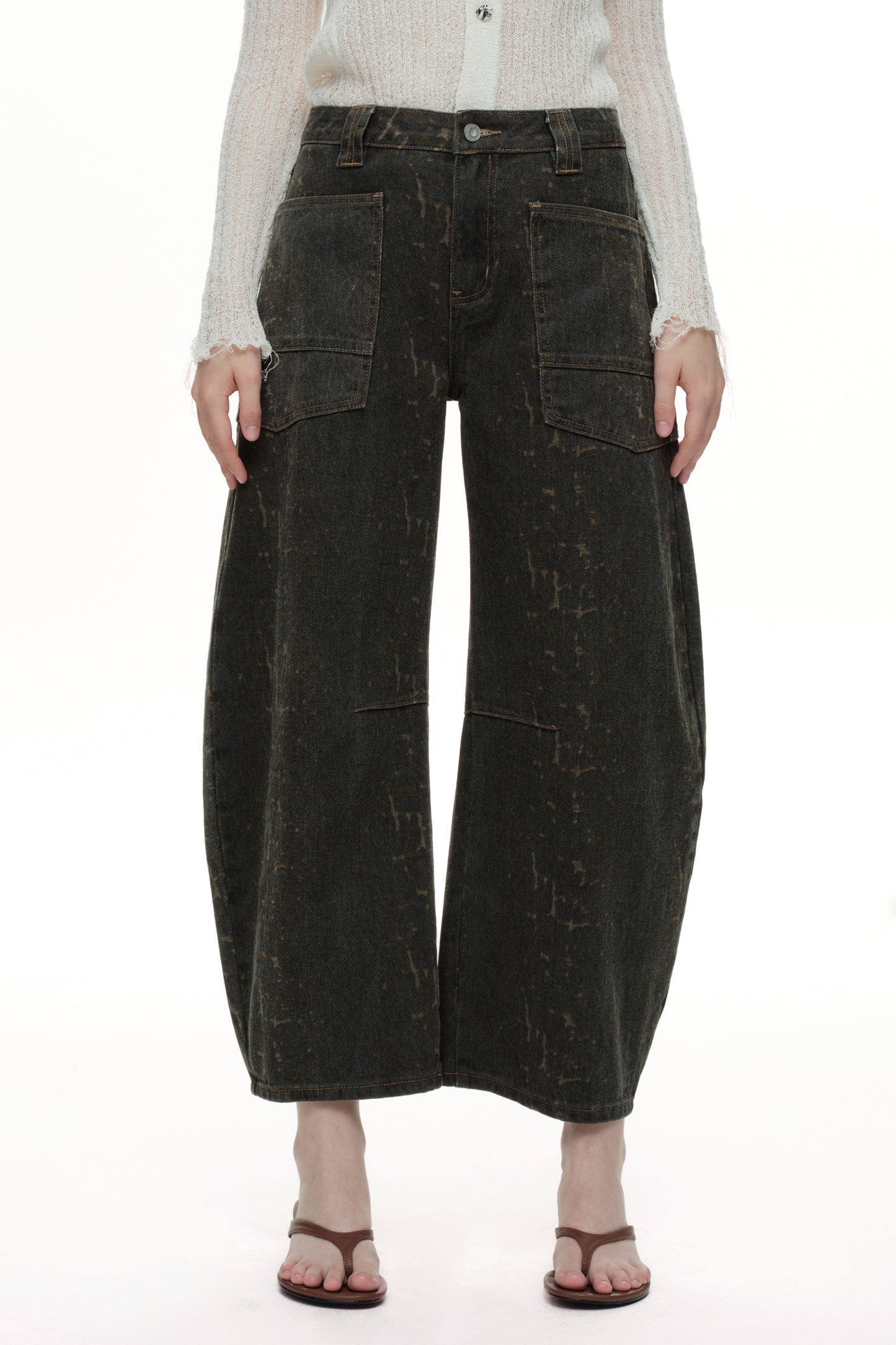Baggy Bohemia Mid Rise Barrel Print Pants OSOX011