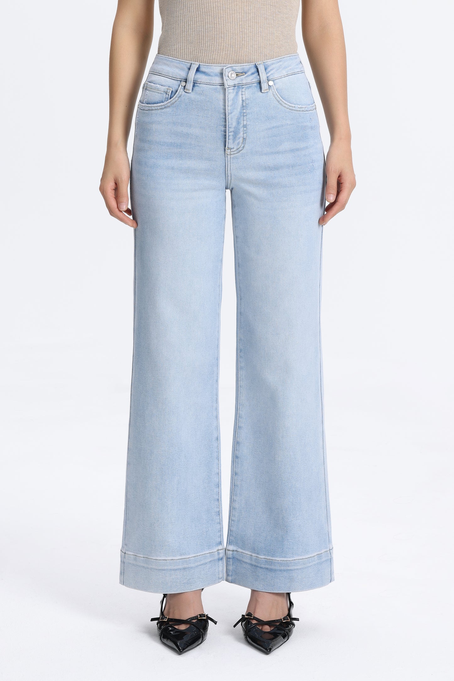 High Rise Wide Leg Denim Jeans - Regular & Petite OSW8099