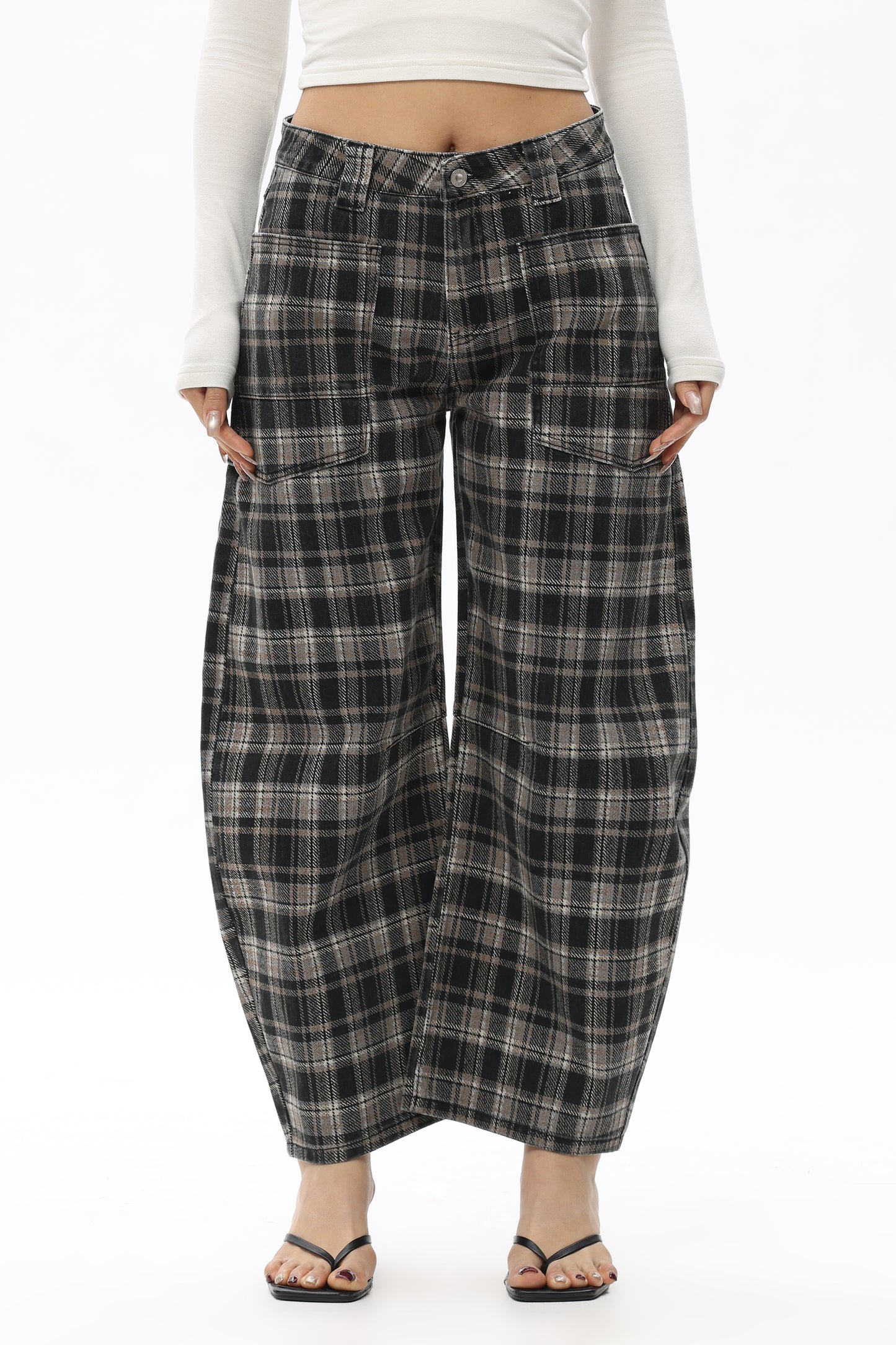 Baggy Bohemia Mid Rise Barrel Print Pants OSOX011