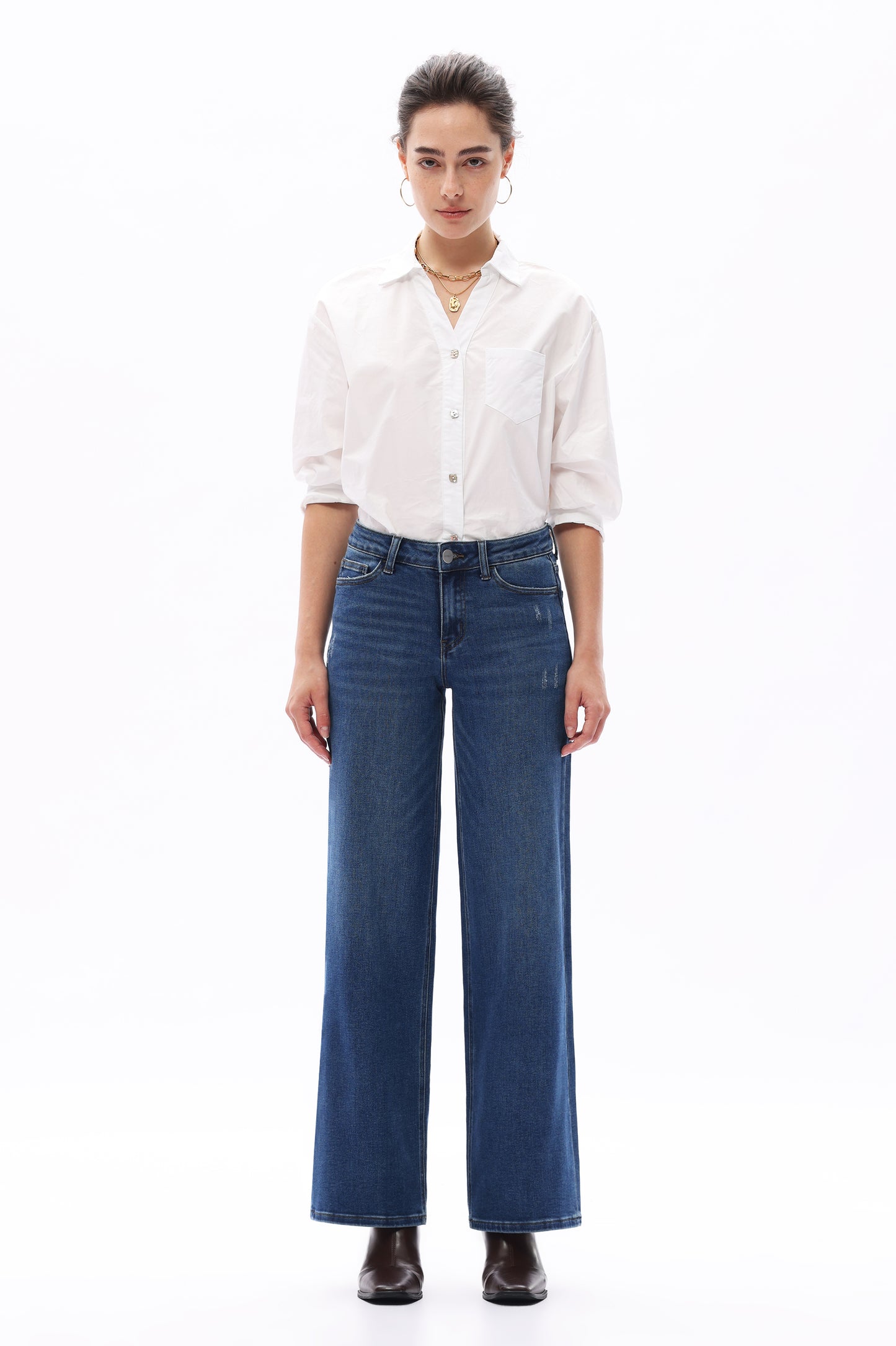 MID RISE BAGGY BBL WIDE LEG DENIM JEANS OSW8001