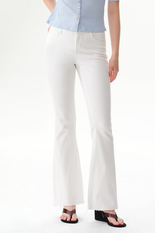 Button Fly High Waist Flare Bell Bottom Jeans OSF1078