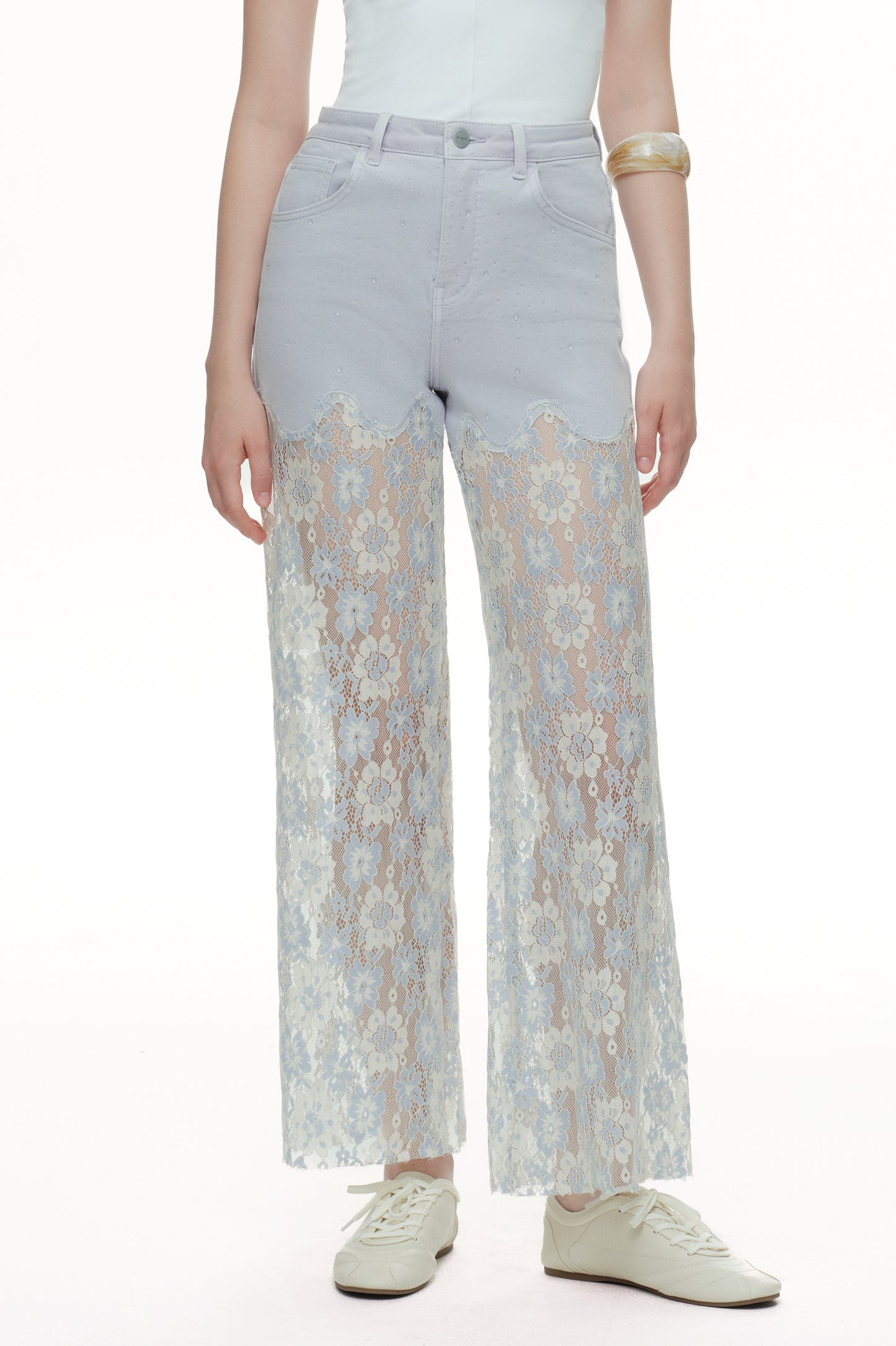 High Rise Lace Pants with Rhinestone OSW8027