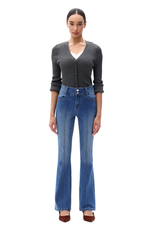 Mid Rise Bootcut Flare Leg Denim Jeans OSF1141EC