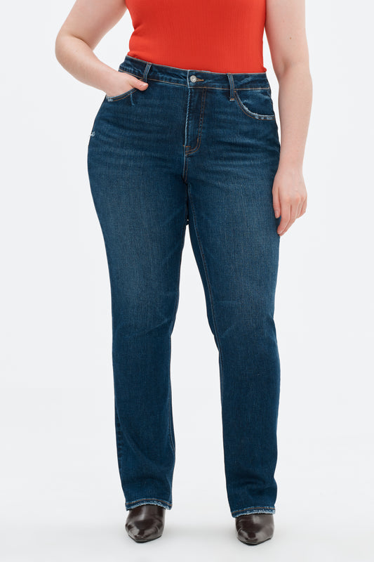 Plue Size Mid Rise Straight Denim Jeans OSTM5001EC-P