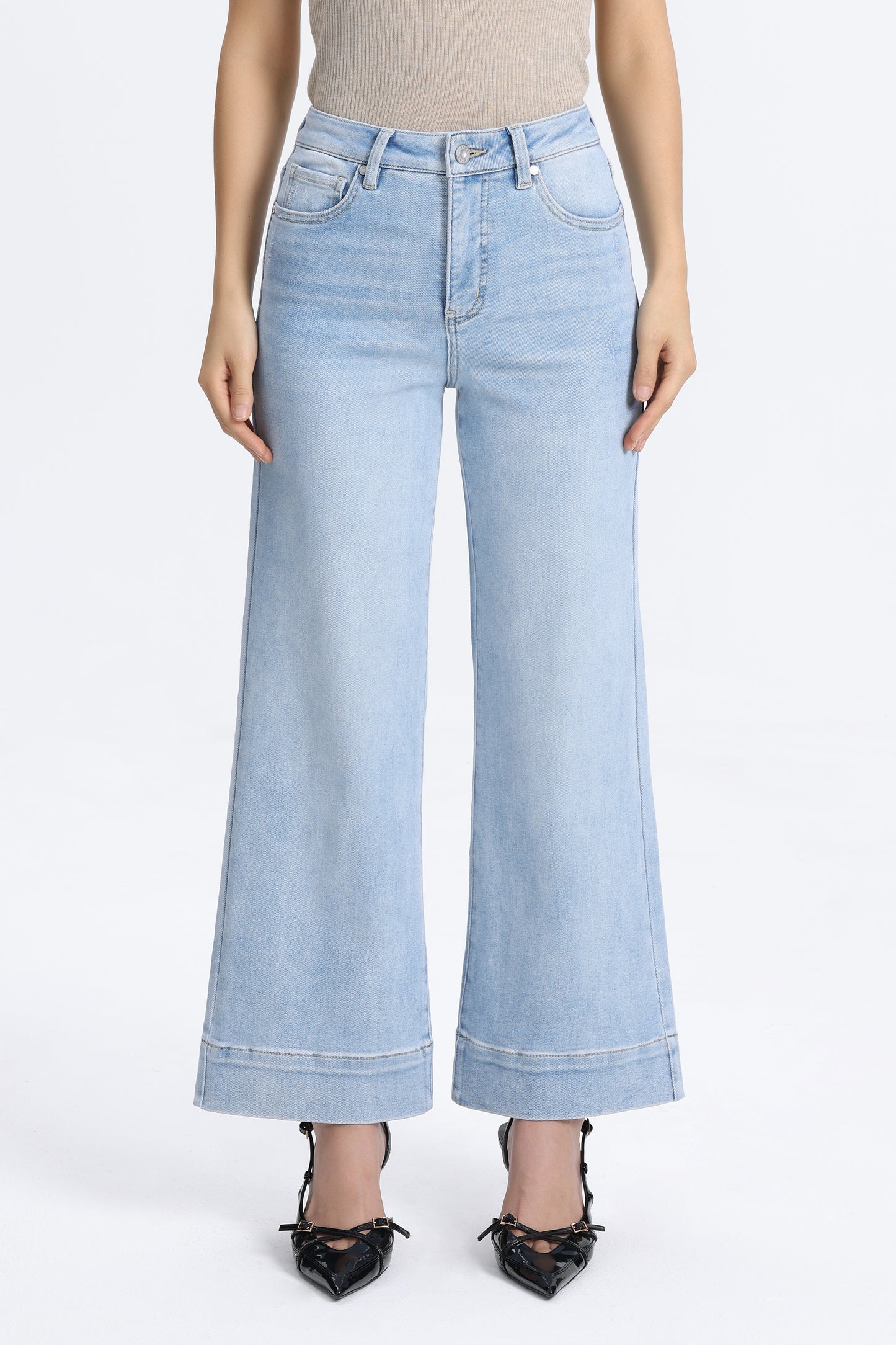 High Rise Wide Leg Denim Jeans - Regular & Petite OSW8099