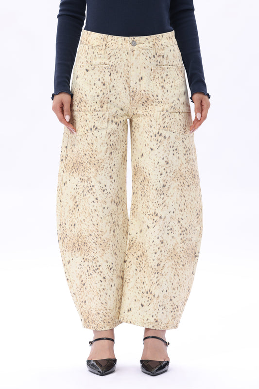 Baggy Bohemia Mid Rise Barrel Print Pants OSOX011