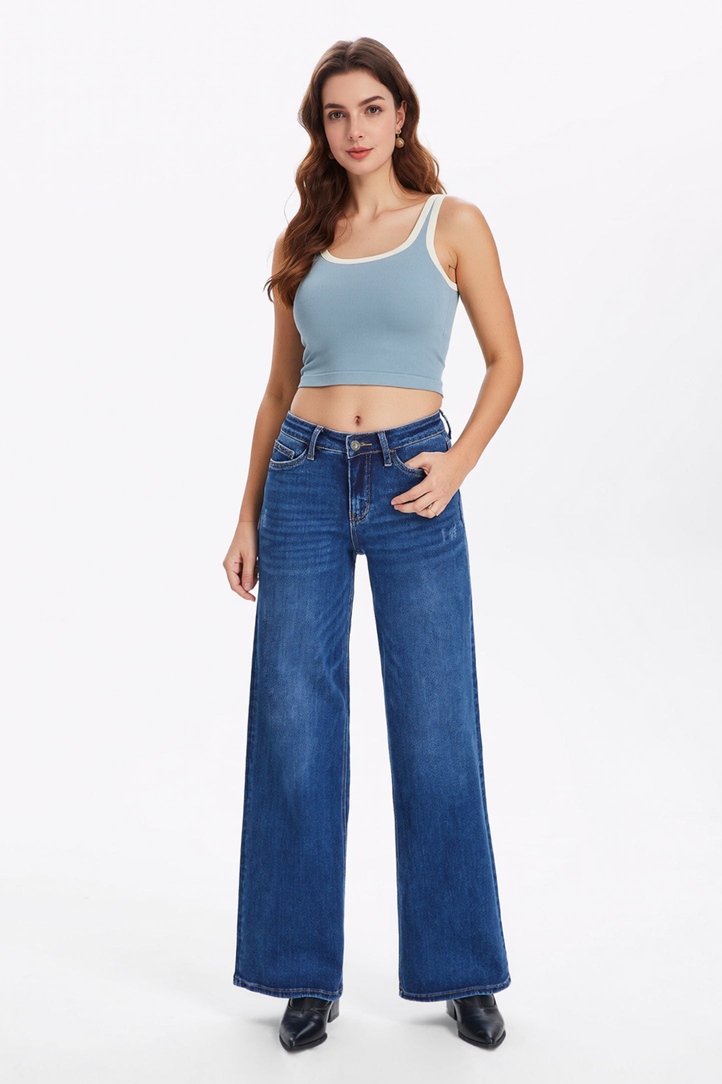 MID RISE BAGGY BBL WIDE LEG DENIM JEANS OSW8001