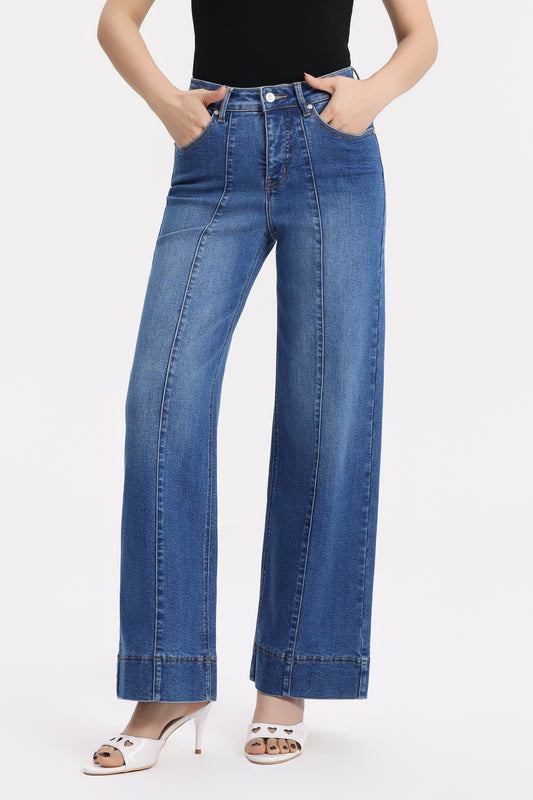 Flattering High Rise Wide Leg Denim Jeans OSW8032EC