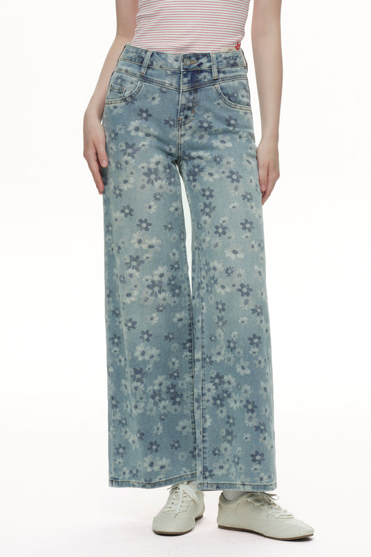 High Rise Baggy Wide Leg Denim Jeans OSW8071