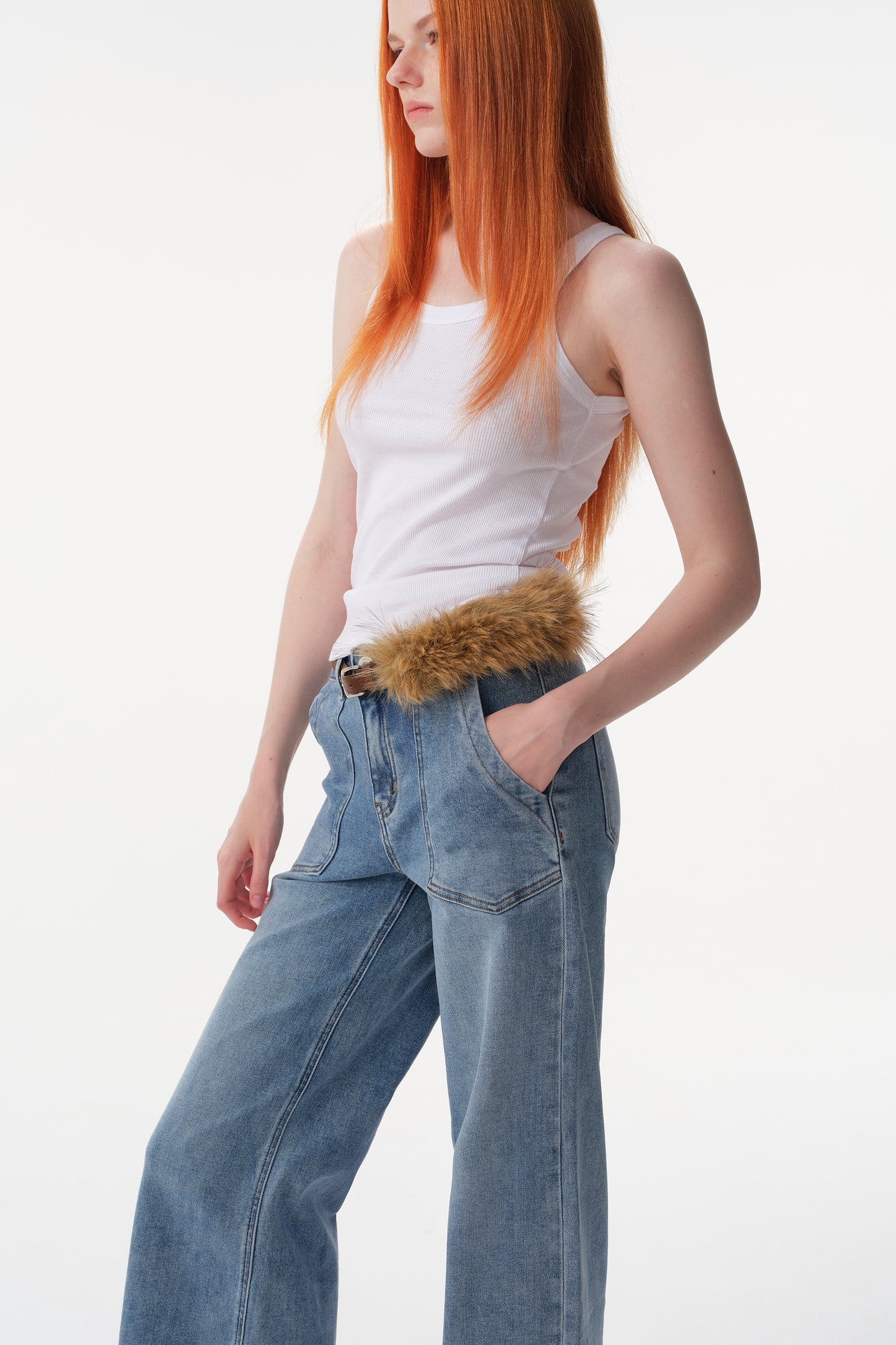 Mid High Rise Wide Leg Ankle Jeans ESFW620809