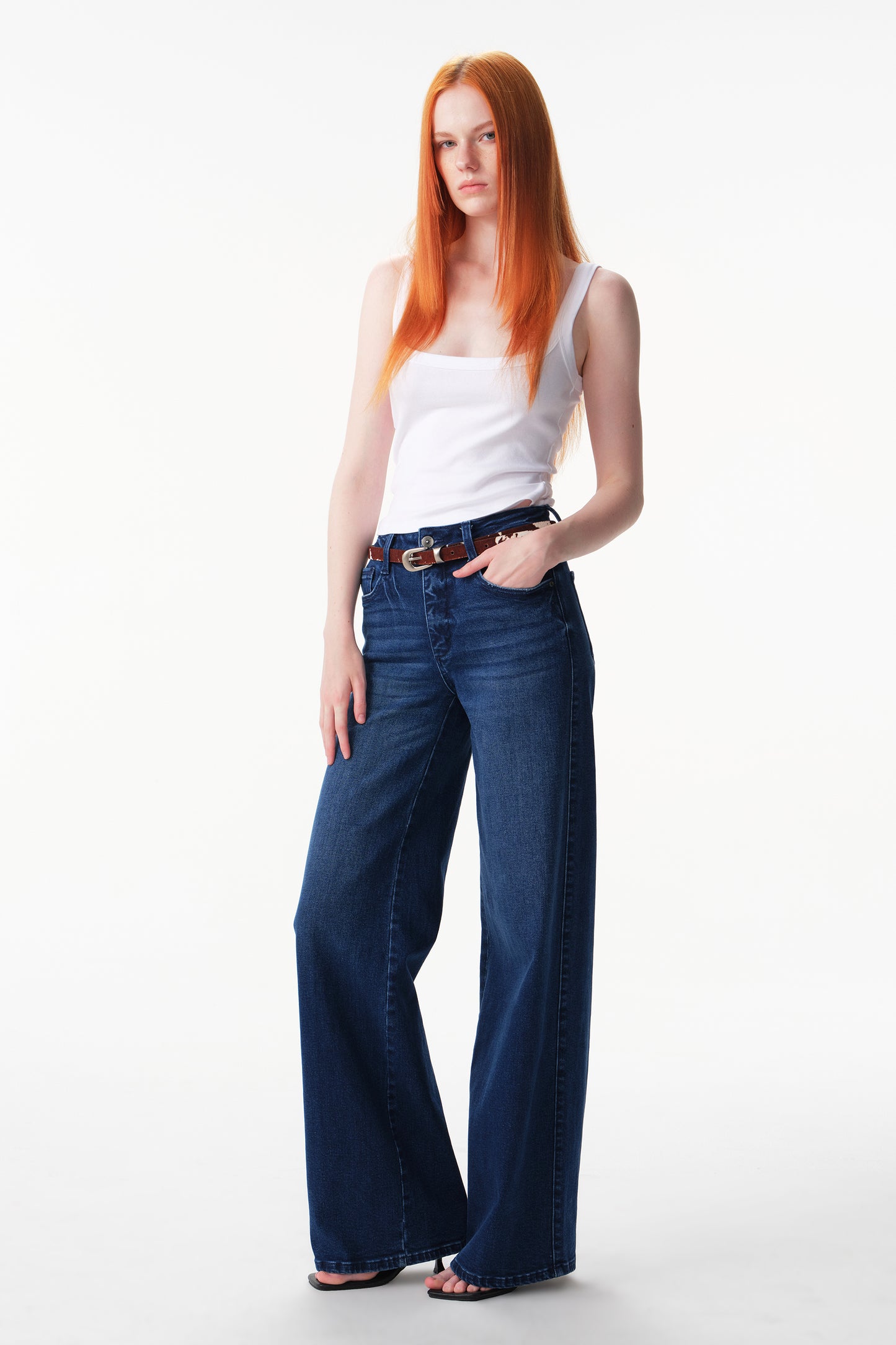 Mid High Rise Super Wide Leg Tall Jeans ESFW630813