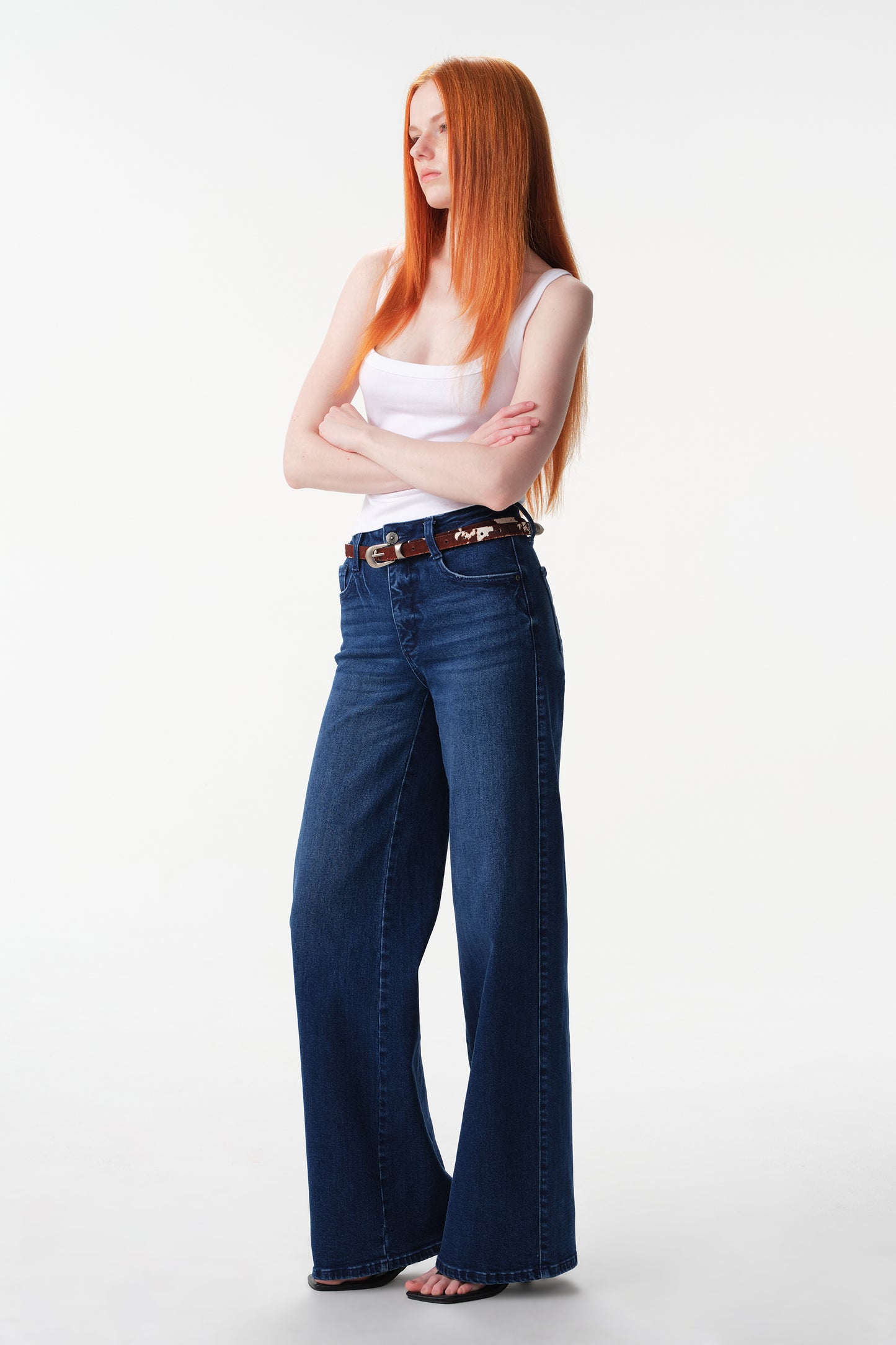 Mid High Rise Super Wide Leg Tall Jeans ESFW630813