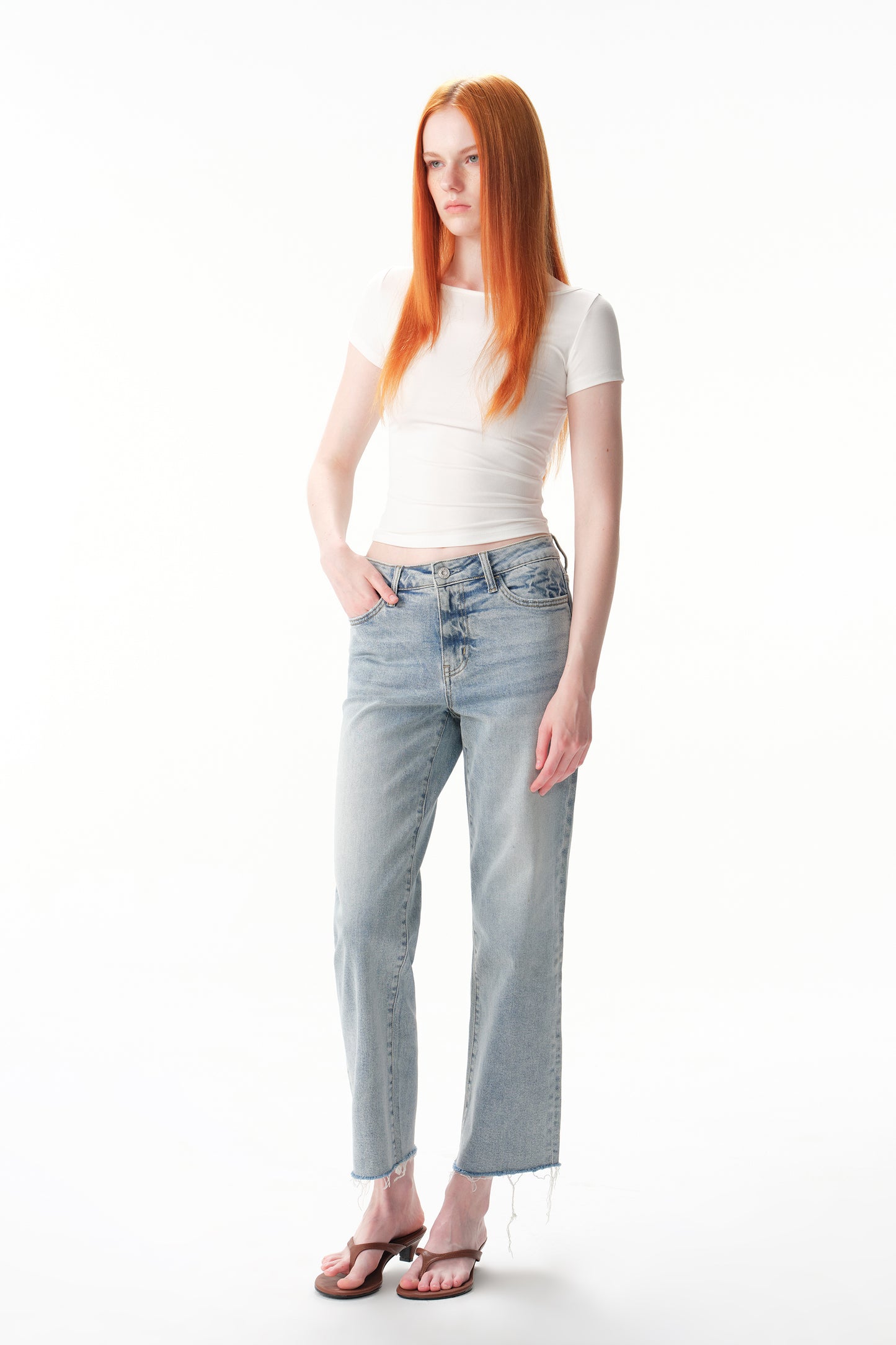 MID RISE STRAIGHT ANKLE JEANS ESFT620504