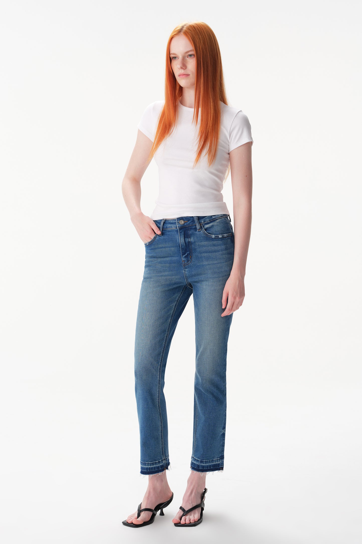 High Rise Straight Cropped Jeans ESFT630505