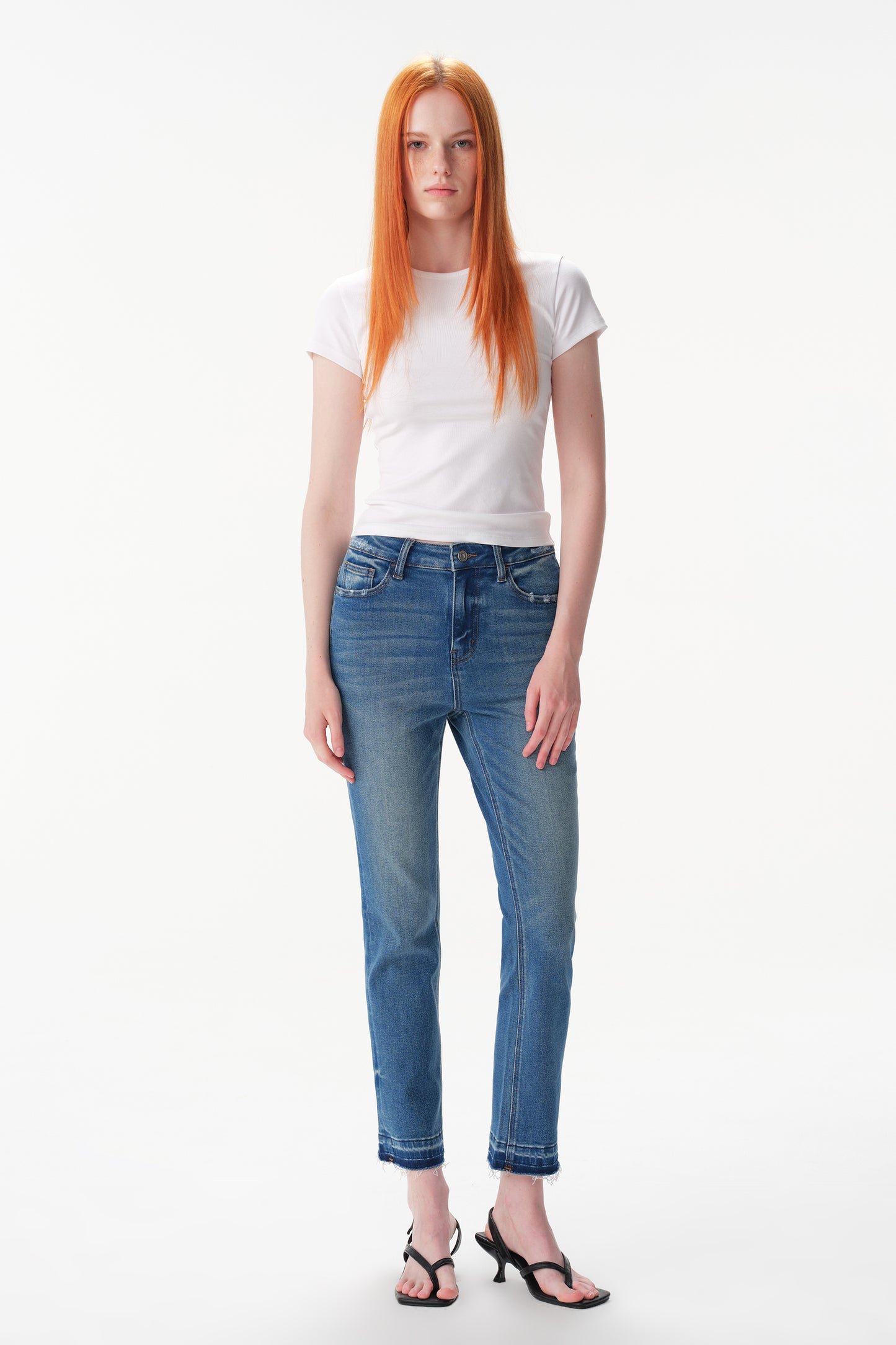 High Rise Straight Cropped Jeans ESFT630505