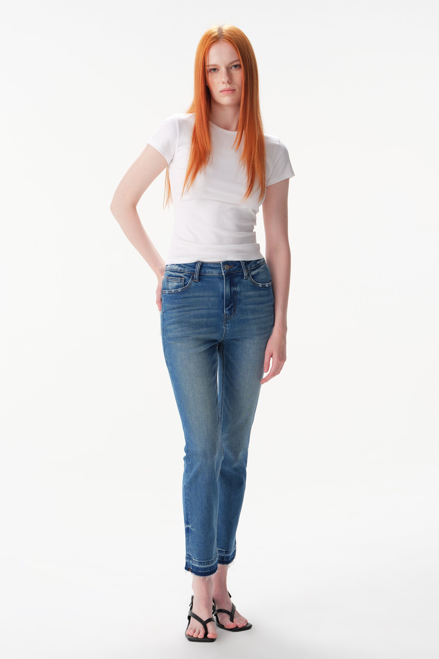 High Rise Straight Cropped Jeans ESFT630505