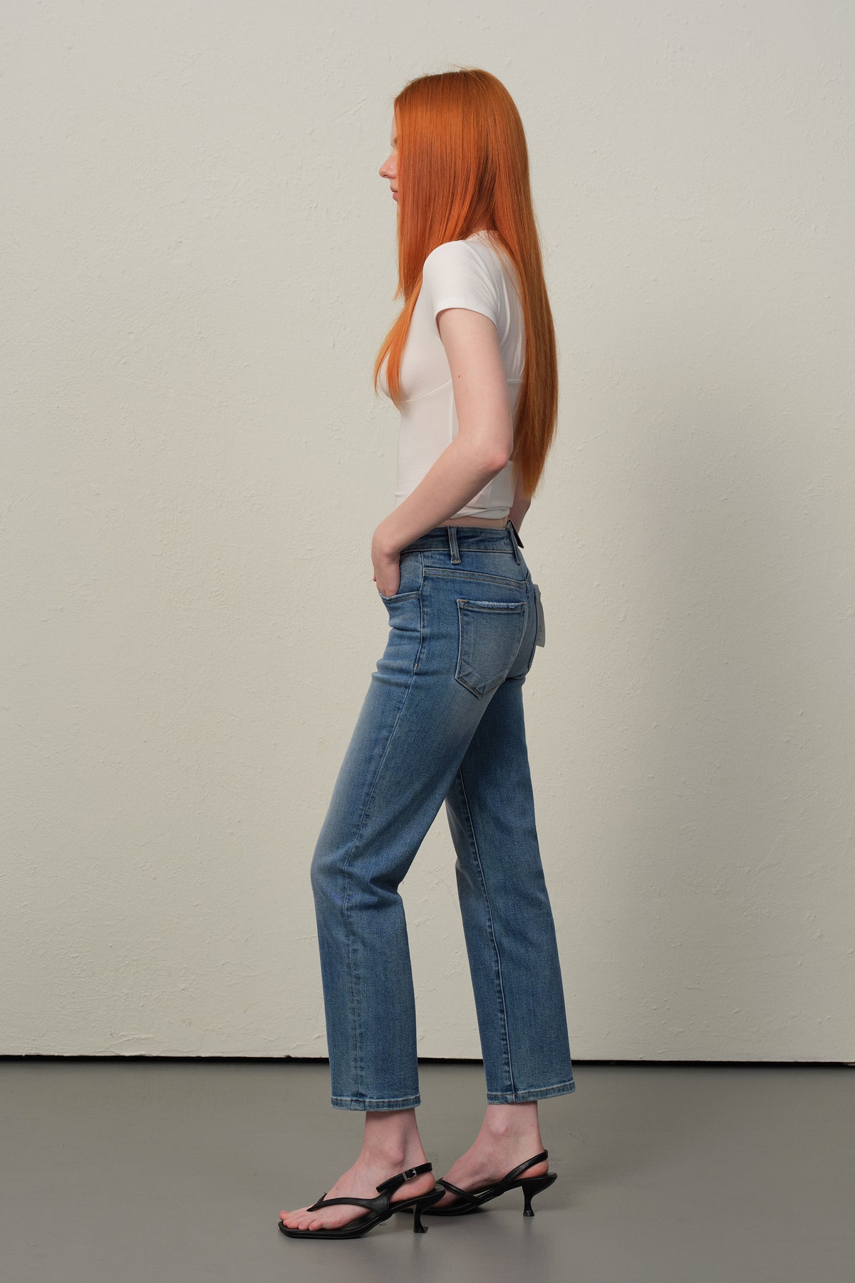 Mid Rise Straight Ankle Jeans ESFT630512-P