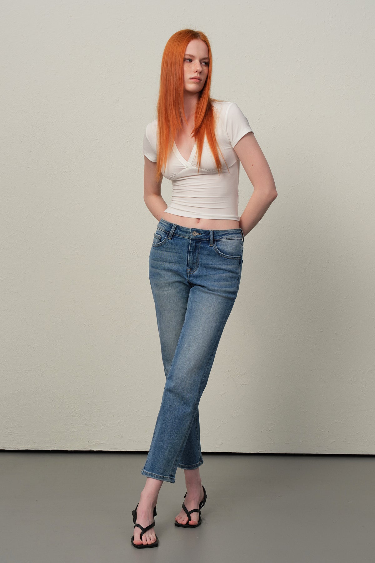 Mid Rise Straight Ankle Jeans ESFT630512-P