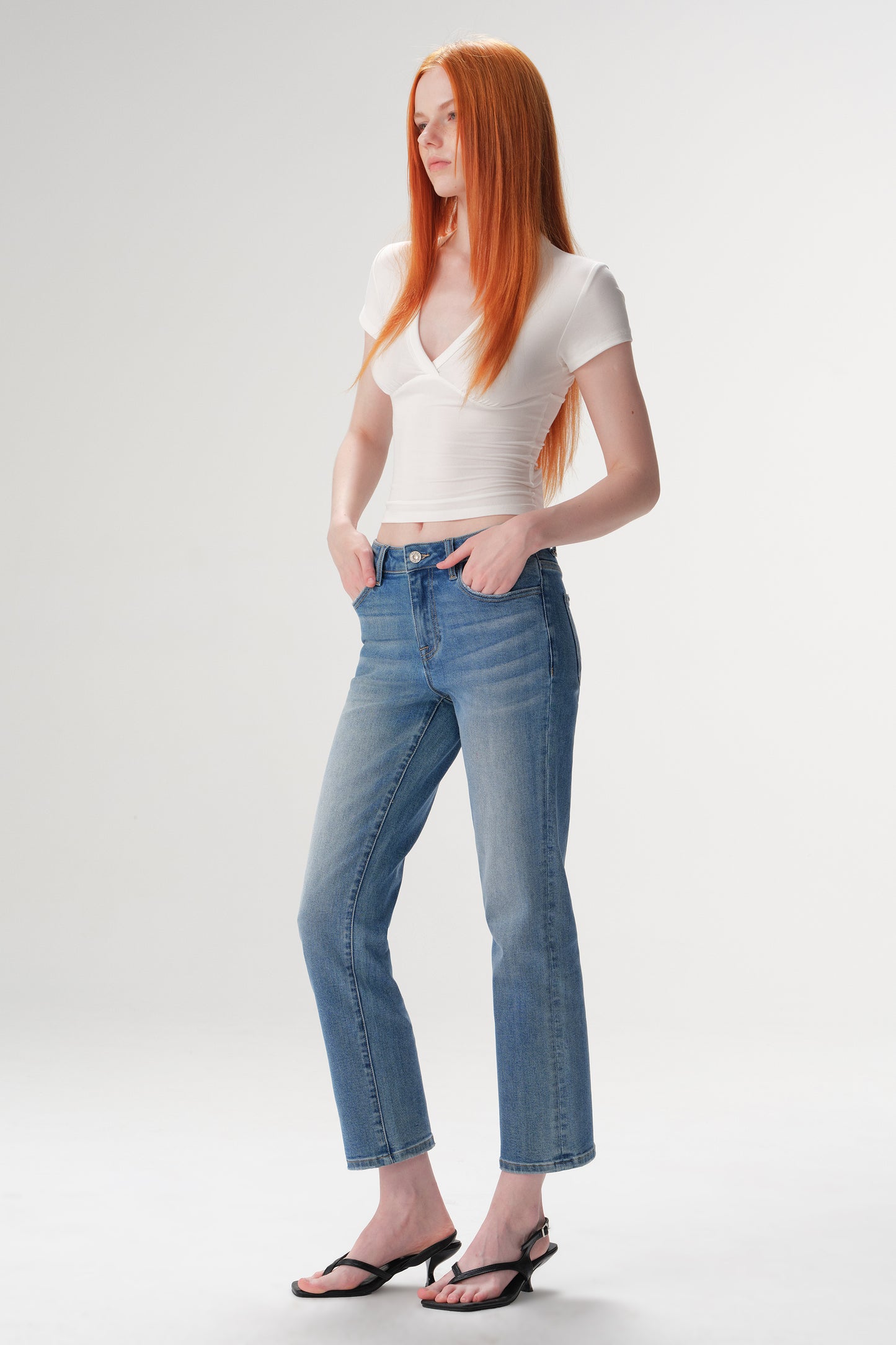 Mid Rise Straight Ankle Jeans ESFT630512